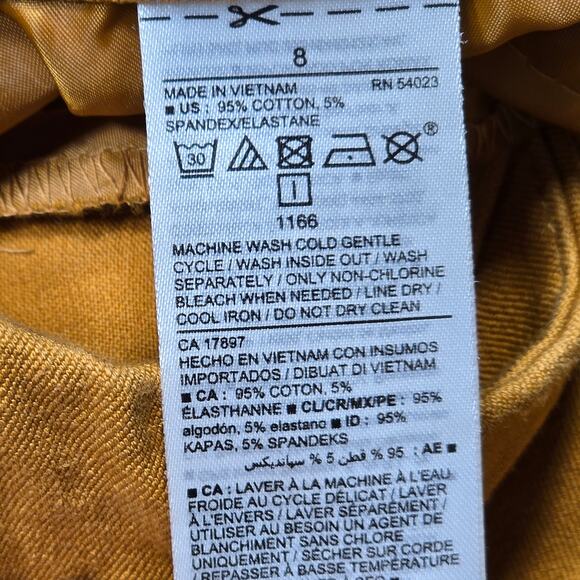 Old Navy Pixie Yellow Gold Pants Stretch Y2k Ankle Flat Front Women's Size 8 Zip - Picture 4 of 8